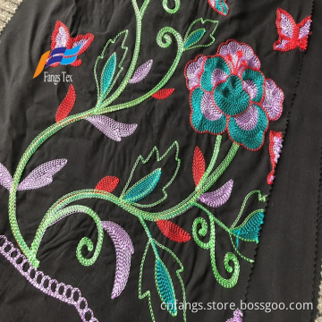 Formellt svart 100 polyester ull persika broderi tyg